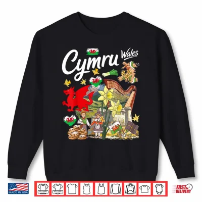 Sweatshirt Cymru Welsh Culture Idea for Kids with Daffodils Wales Shirt
