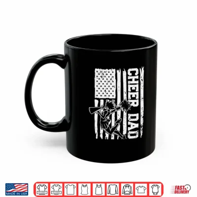 Mug Cheer Dad Vintage US Flag Fathers Day Cheerleader Shirt