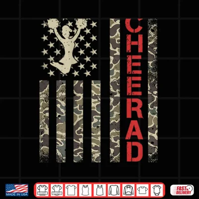 Design Cheer Dad Camo US Flag Fathers Day Cheerleader Shirt