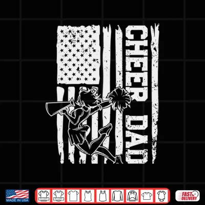 Design Cheer Dad Vintage US Flag Fathers Day Cheerleader Shirt