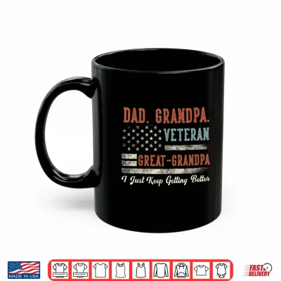 Mug Grandpa Veteran Great Grandpa USA Flag Papa Fathers Day Shirt