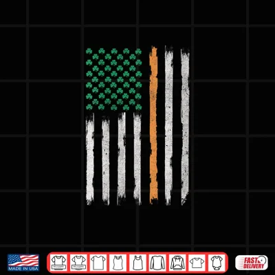 Design Irish American Flag Vintage Shamrock St Patricks Day Us Flag Shirt