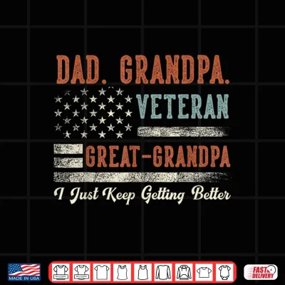 Design Grandpa Veteran Great Grandpa USA Flag Papa Fathers Day Shirt