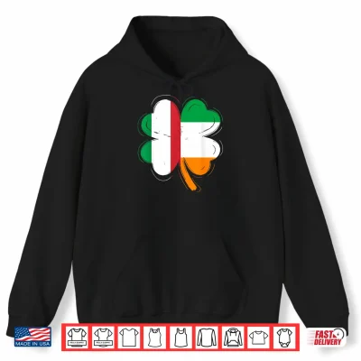 Hoodie Italian Irish Flag Shamrock St Patricks Day Irish Italy Shirt