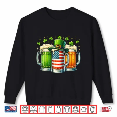 Sweatshirt Irish Beer Ireland USA Flag St Patricks Day Party Men Women Shirt