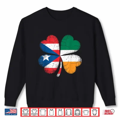 Sweatshirt Irish Puerto Rican Flag Shamrock Vintage St Patricks Day Shirt