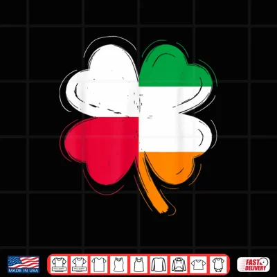 Design Poland Ireland Flag Shamrock St Patricks Day Irish Polish Shirt