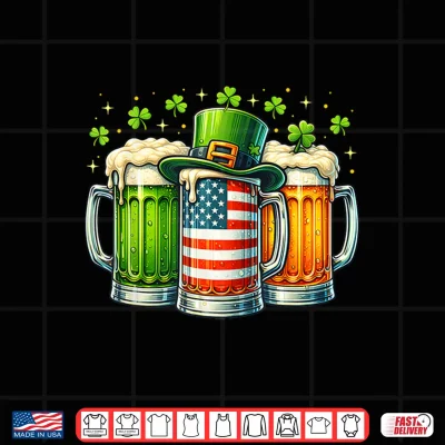 Design Irish Beer Ireland USA Flag St Patricks Day Party Men Women Shirt