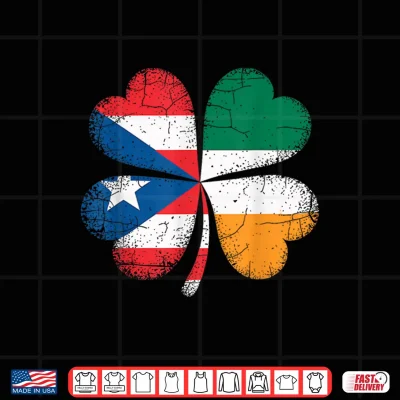 Design Irish Puerto Rican Flag Shamrock Vintage St Patricks Day Shirt