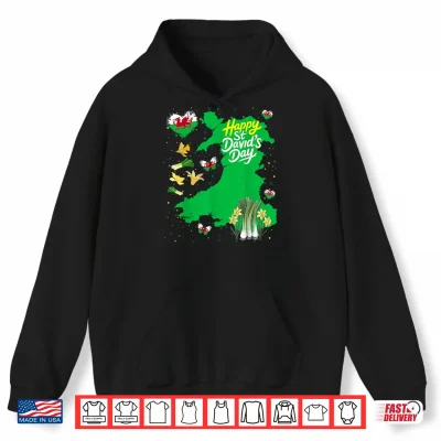 Hoodie St Davids Day Costume Idea for Kids Welsh Flag Daffodils Shirt