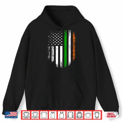 Hoodie Saint Patricks Day Celebration Irish USA Flag St Patrick Day Shirt