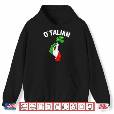 Hoodie St Patricks Day OTalian Shamrock Italy Flag Clover Shirt