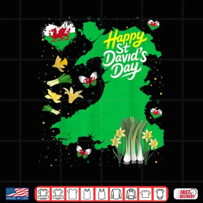 Design St Davids Day Costume Idea for Kids Welsh Flag Daffodils Shirt