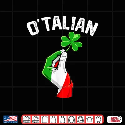 Design St Patricks Day OTalian Shamrock Italy Flag Clover Shirt