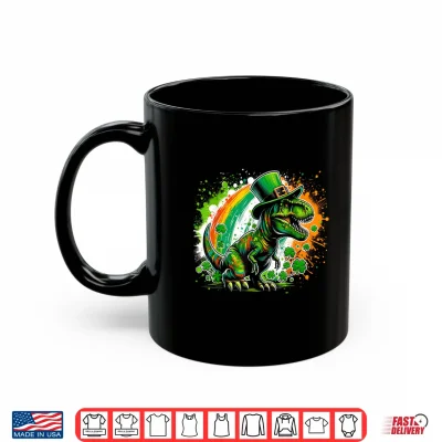 Mug St Patricks Day Dinosaur T Rex Leprechaun Hat Ireland Flag Shirt