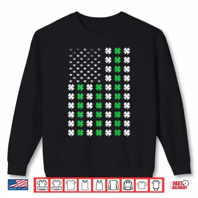 Sweatshirt St Patricks Day Shamrock Flag USA Irish Women Men Boys Shirt