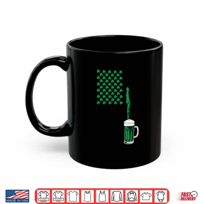 Mug St Patricks Day USA Flag American Shamrocks Beer Lover Shirt