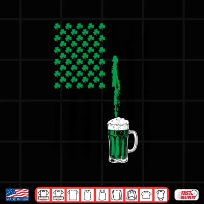 Design St Patricks Day USA Flag American Shamrocks Beer Lover Shirt