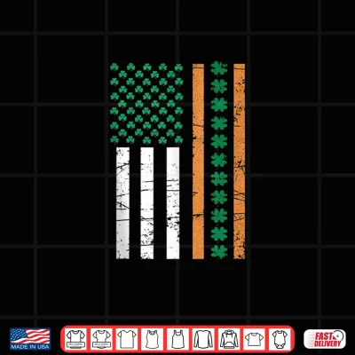 Design St. Patricks Day Irish American Flag Shirt Shamrock Us Flag Shirt