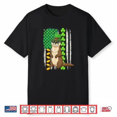 Us Flag Shamrocks St. Patrick’S Day Otter Lover Kids Family Shirt