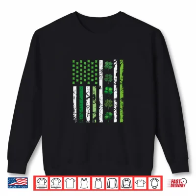 Sweatshirt US American Flag Shamrocks St Patricks Day Vintage Shirt