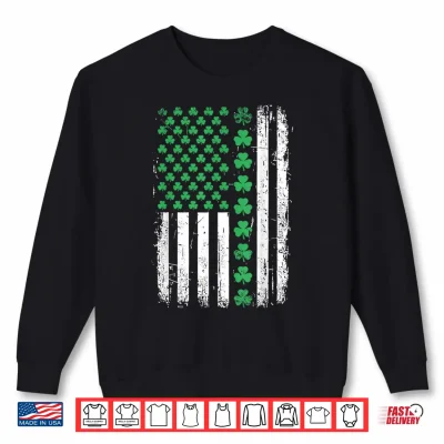 Sweatshirt US American Flag with Shamrocks Vintage St Patricks Day Shirt