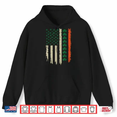 Hoodie US American Shamrock Flag for St Patricks Day Funny Shirt