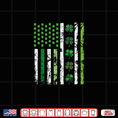 Design US American Flag Shamrocks St Patricks Day Vintage Shirt