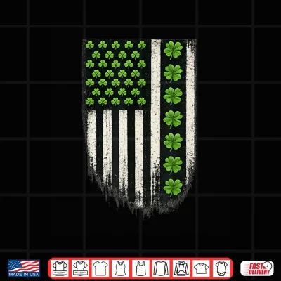 Design US American Irish Shamrocks Flag for St Patricks Day 2026 Shirt
