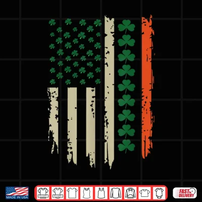 Design US American Shamrock Flag for St Patricks Day Funny Shirt