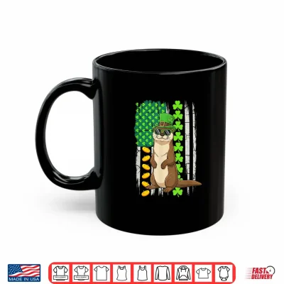 Mug US Flag Shamrocks St. Patricks Day Otter Lover Kids Family Shirt