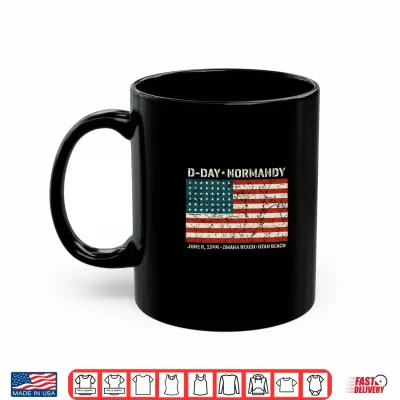 Mug D Day Normandy Omaha Utah Beaches 48 Star American Flag Aged Shirt