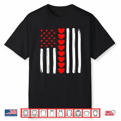 Retro Vintage Usa Flag Valentines Day For Men Women Kids Shirt