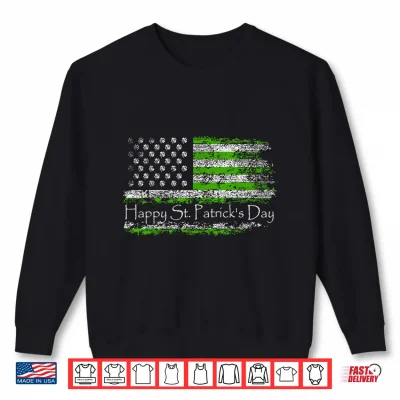 Sweatshirt Retro Happy St. Patricks Day US American Flag Shamrock Shirt