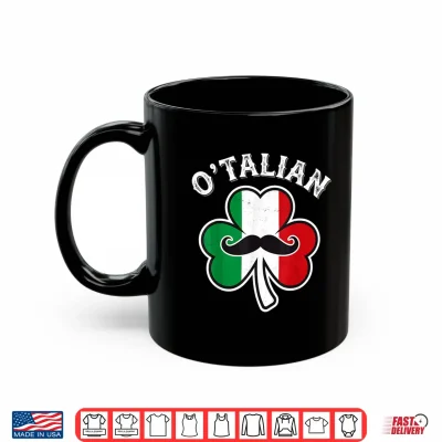 Mug OTalian Shamrock Irish Italian Flag Funny St Patricks Day Shirt