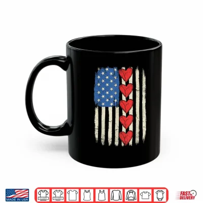 Mug Retro USA Flag Hearts Valentines Day for Men Women Kids Shirt