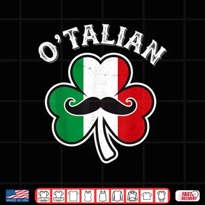 Design OTalian Shamrock Irish Italian Flag Funny St Patricks Day Shirt