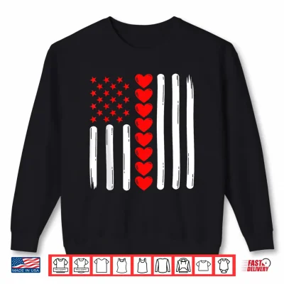 Sweatshirt Retro Vintage USA Flag Valentines Day for Men Women Kids Shirt