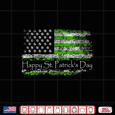 Design Retro Happy St. Patricks Day US American Flag Shamrock Shirt
