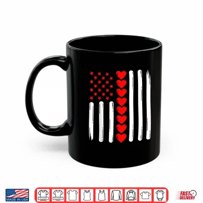 Mug Retro Vintage USA Flag Valentines Day for Men Women Kids Shirt