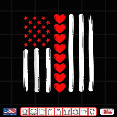Design Retro Vintage USA Flag Valentines Day for Men Women Kids Shirt