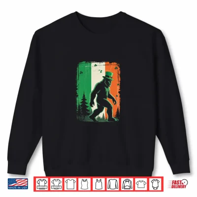 Sweatshirt St Patricks Day Bigfoot Sasquatch Shamrock Irish Flag Gifts Shirt