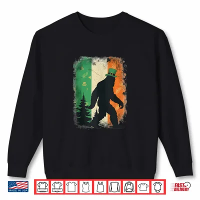 Sweatshirt St Patricks Day Bigfoot Sasquatch Shamrock Irish Flag Shirt