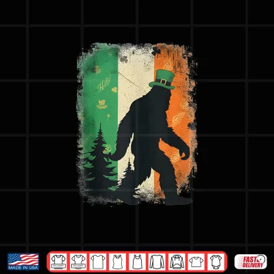 Design St Patricks Day Bigfoot Sasquatch Shamrock Irish Flag Shirt