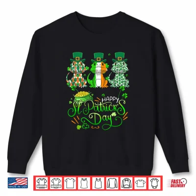 Sweatshirt Three Cute Bearded Dragons Patricks Day Ireland Flag Shirt
