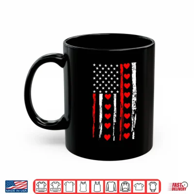 Mug Valentines Day USA American Flag Hearts Shirt