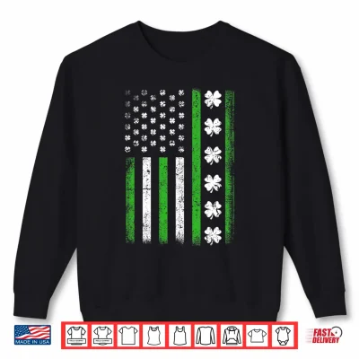 Sweatshirt Vintage American USA Flag St Patricks Day Shamrock Irish Shirt
