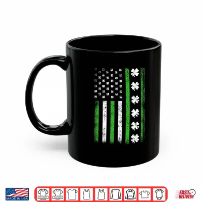 Mug Vintage American USA Flag St Patricks Day Shamrock Irish Shirt