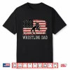 Wrestling Dad Us Flag Fathers Day Funny Retro Wrestling Fans Shirt