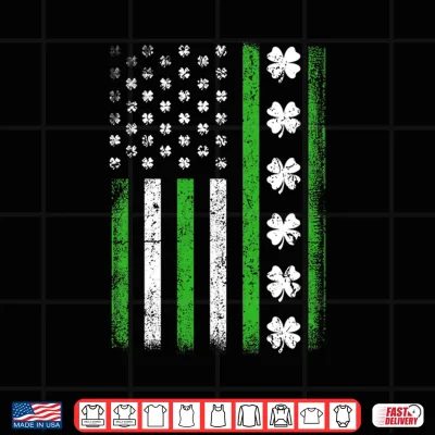 Design Vintage American USA Flag St Patricks Day Shamrock Irish Shirt